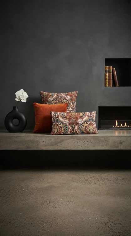 Zestaw 3 poduszek dekoracyjnych Vintage Rust – eleganckie poduszki gobelin + Riviera
